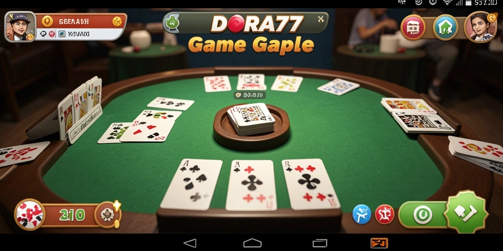 Tampilan gameplay DORA77 yang seru dalam permainan Gaple.