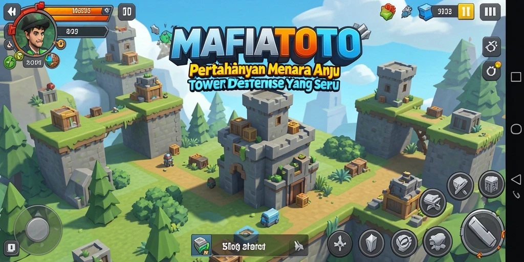 Screenshot gameplay MAFIATOTO menampilkan pertarungan menara yang seru dalam Tower Defense.