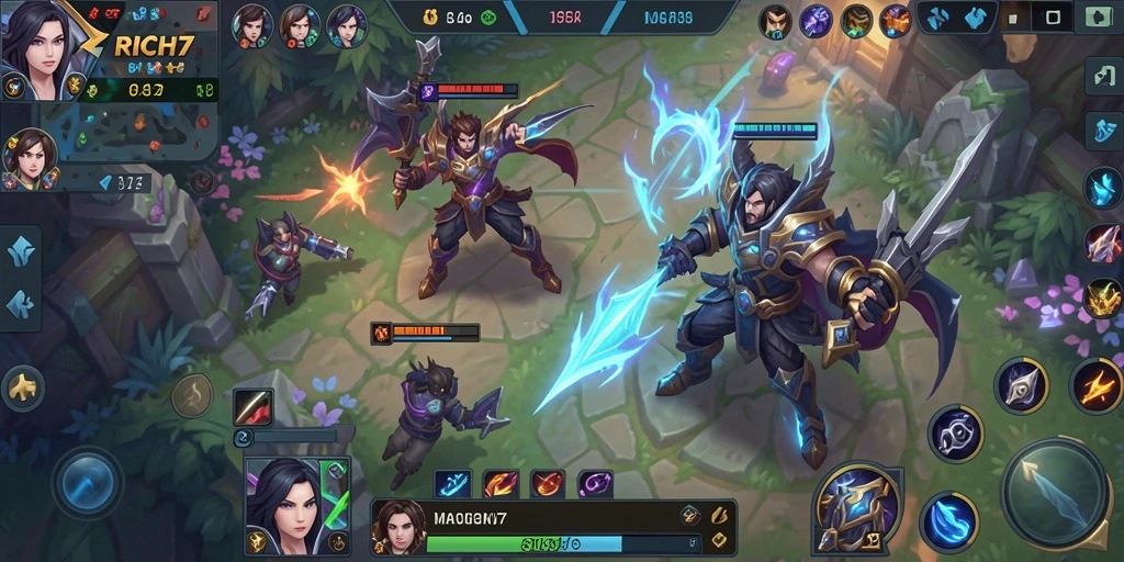 Screenshot utama RICH7 yang menunjukkan aksi gameplay menegangkan.