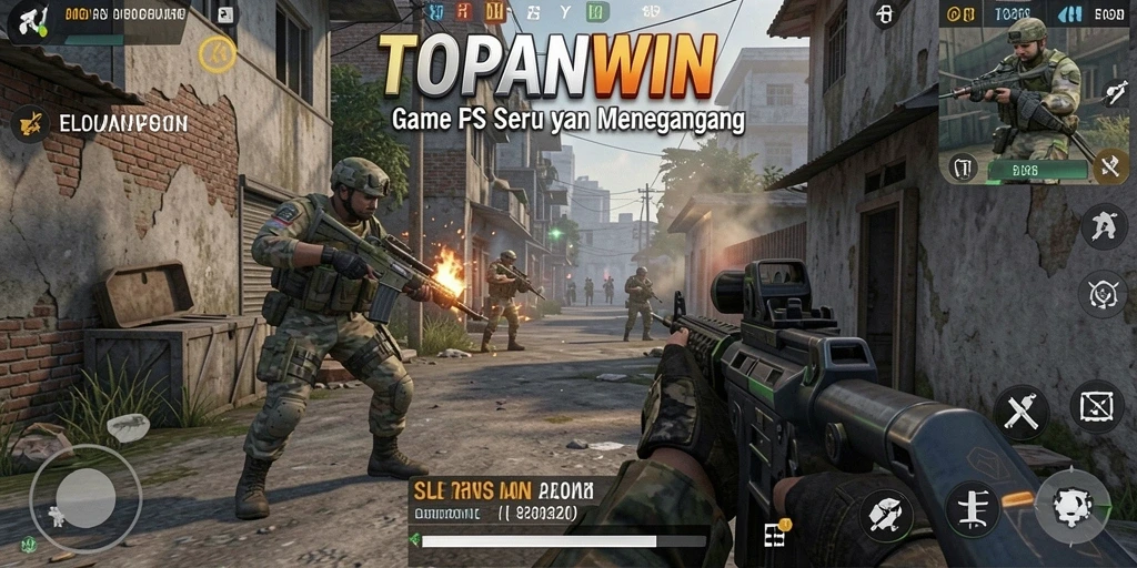 Tampilan gameplay mendebarkan di TOPANWIN dengan pertempuran FPS intens.